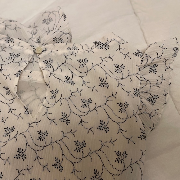 LOFT Floral Cap Sleeve Sash-Tie Waist Blouse Size XS - EUC! - Picture 2 of 4